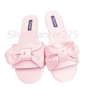Bridal/Prom  Pale Pink Satin Slides w/Bow 9